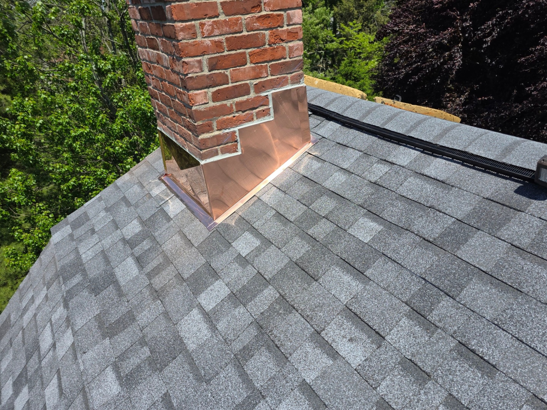 Copper chimney flashing detail